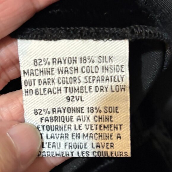 Eileen Fisher Washable Velvet Black Silk Blend High Rise Wide Leg Pants - Picture 8 of 8